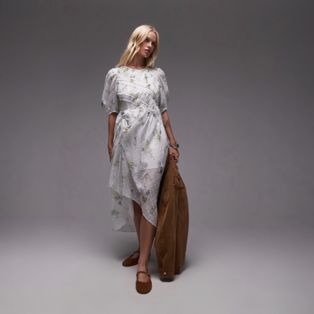 New All Saints Dress Serene Lace Ecru/White Midi Dress Size 8 - Picture 2 of 12